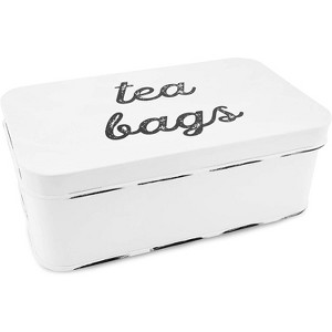 Design Farmhouse Tea Bag Box, Vintage Retro Style Enamelware Tea ...