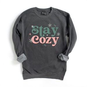 Simply Sage Market Women's  Garment Dyed Graphic Sweatshirt Stay Cozy Snowflake - 1 of 3