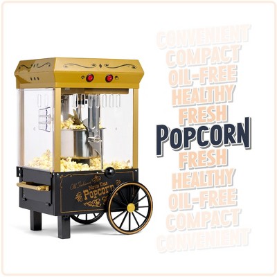 Vintage Black and Gold 2.5-Ounce Kettle Popcorn Maker with Cart