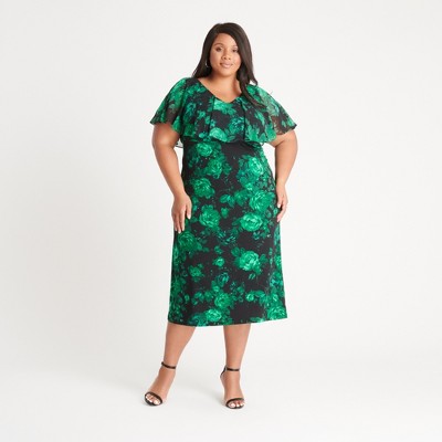 bottle green dress plus size