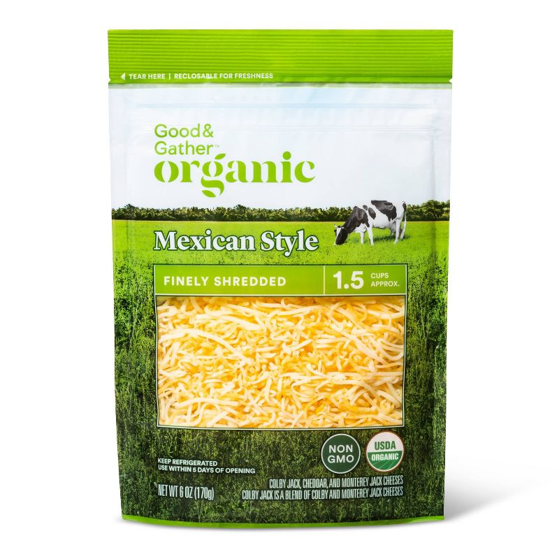 Organic Finely Shredded Mexican-Style Cheese - 6oz - Good &#38; Gather&#8482;, 1 of 3