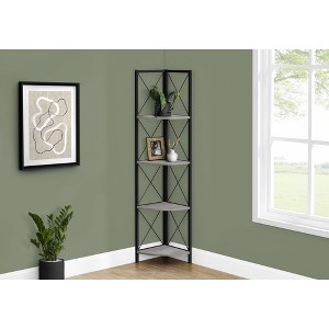 Sapphtopaz Modern 4-Tier Corner Bookshelf with Wood Shelves Space-Saving Book Shelf with Metal Frame Corner Shelf for Living Room - 1 of 4