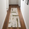HomeRoots 8' Ivory and Green Abstract Power Loom Distressed Runner Rug - 2 of 4