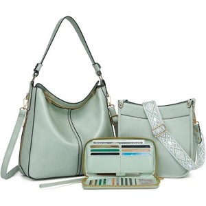 3PCS Crossbody Bags Set Large Leather Purse Shoulder Handbags with Wallet Adjustable Straps - 1 of 4