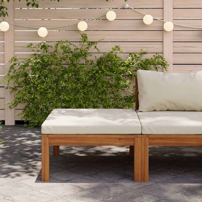 vidaXL Footrest  Solid Acacia Wood, Polyester Medium Modular