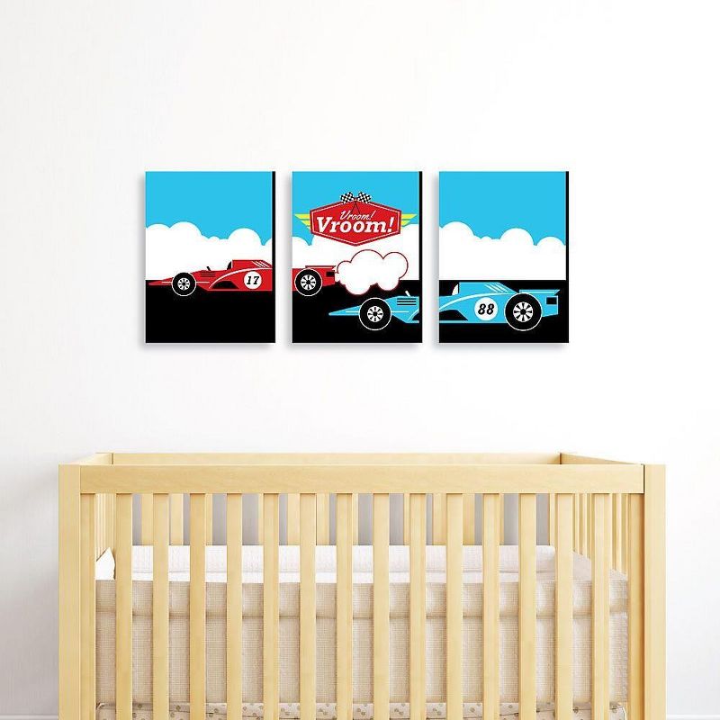 Big Dot of Happiness Let's Go Racing - Racecar - Nursery Wall Art, Race Car Kids Room Decor & Game Room Home Decor - 7.5 x 10 inches - Set of 3 Prints, 2 of 8