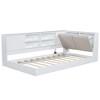 CAVINAS Twin Size Montessori Toddler Floor Bed,Day Bed/Corner Bed with Upholstery Headboard&Bookcases for Girls & Boys,No Box Spring Needed,White - 2 of 4