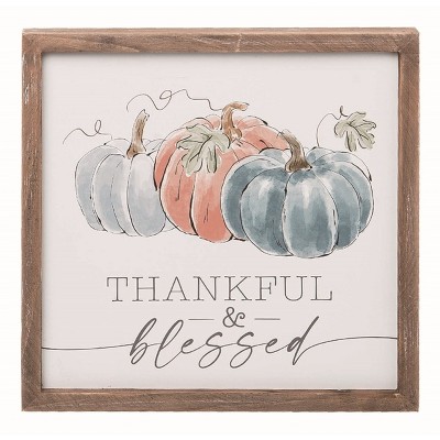 Transpac Wood Multicolor Harvest Heirloom Pumpkin Framed Wall Art