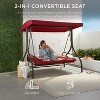 3-Seat Outdoor Porch Swing with Canopy – Convertible Glider Bed with Thick Cushions & Pillows for Adults – Backyard, Garden, Patio – Burgundy Maple99 - 2 of 4