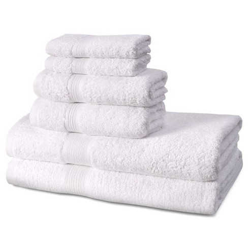 Threshold White 6-Piece Bath Towel Set, 2 Hand Towels 2 Washcloths