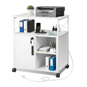 File Cabinet with Charging Station, Lockable Lateral Filing Cabinets for Home Office, Printer Cabinet for A4/Letter Size File Folders - 1 of 4