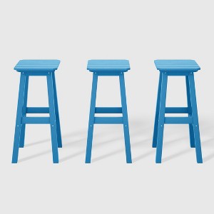 WestinTrends Malibu 29" All Weather Hdpe Outdoor Patio Square Backless Bar Stool (Set of 3) - 1 of 4