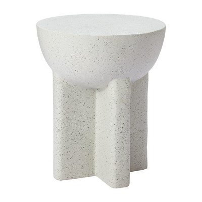 HomeRoots 18" White Faux Stone Round Pedestal End Table