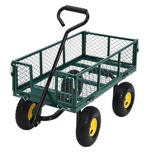 Heavy Duty Steel Garden Wagon Pullable Cart with 180¡ã Rotating Handle and Removable Sides for Farm - 1 of 4