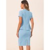 INSPIRE CHIC Women's Short Sleeve Blazer Jacket Pencil Skirt Business Suit Set 2 Pcs - 4 of 4
