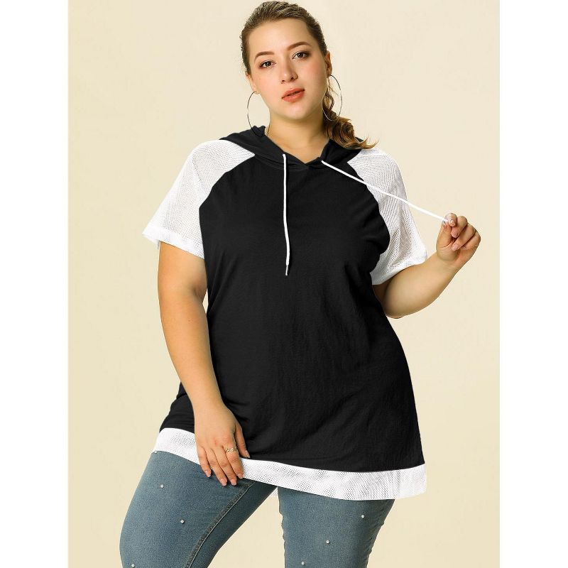 Agnes Orinda Women's Plus Size Hoodies Raglan Short Sleeve Drawstring Pullover Sweatshirts, 3 of 8