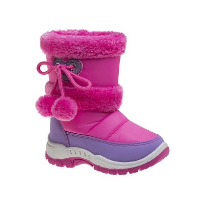 Rugged Bear Little Kids Girls Snow Boots With Fur Balls : Target