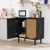 FONTOI Rattan Cabinet with 2 Doors, Boho Sideboard Buffet Cabinet with Storage for Kitchen, Dining Room, Living Room, Black&Brown, 31.6"*31.5"*15.5" - 4 of 4