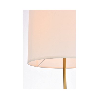 Adjustable Ines Black Brass Floor Lamp with White Fabric Shade