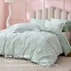 Queen Size Green Duvet Cover with Bowknot Jacquard Design, Soft Boho Bedding Set, Includes 1 Duvet Cover 2 Pillow Shams - 2 of 4