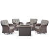 Buenhomino 5 Pieces Patio Wicker Furniture Set - 4 Outdoor Swivel Rocker Glider Chairs with Propane Fire Pit Table - 3 of 4