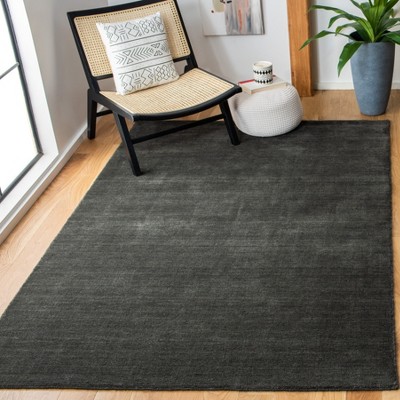 Charcoal Hand-Knotted Wool Rectangular Area Rug, 5' x 8'