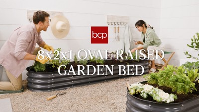 Dark Green Powder-Coated Steel Outdoor Raised Garden Bed Planter Box