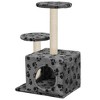 vidaXL Cat Tree Grey with paw prints - 3 of 4