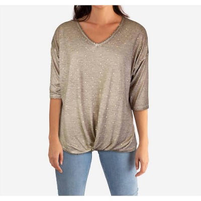 Women's Oil Dye Foil Dot Print Twist Top - Dantelle Apparel