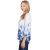 Alfred Dunner Womens Floral Border Ruched Sleeve Henley Top - 4 of 4