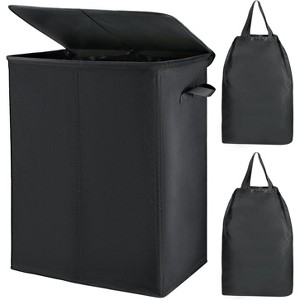 154L Double Laundry Hamper with Lid and 2 Removable Laundry Bags, Large Collapsible 2 Dividers Dirty Clothes Basket with Handles - 1 of 4