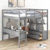 Full Size Loft Bed with Built-in Desk, Storage Shelves and Drawers - 3 of 4