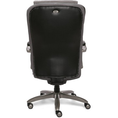 ErgoExecutive High-Back Black Leather & Wood Swivel Office Chair