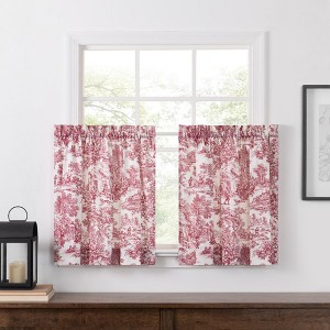 Ellis Curtain Victoria Park Toile Room Darkening Rod Pocket Window Curtain Panel with Ties - 1 of 4