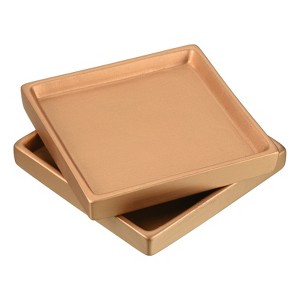 Unique Bargains Indoor Ceramic Square Plant Pot Saucers Tray 2 Pcs - 1 of 4