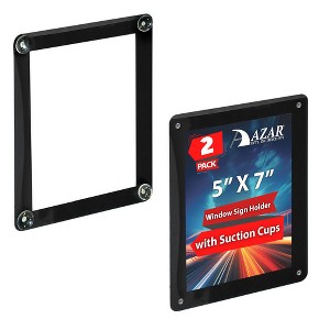 Azar Displays Black Window Sign Holder Frame with Suction Cups 5” x 7”, 2-Pack - 1 of 4