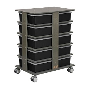ECR4Kids 20-Compartment Mobile Storage Tower with Cubby Bins with Lids, 5x4, Grey Wash - 1 of 4
