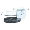 NicBex Artistic Double Layer Coffee Table with White Marble and Wood Grain Collision, Density Board Sticker and Reinforced Glass for Dining Room - 2 of 4