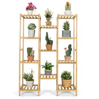 Tangkula 9/11 Tiers Bamboo Plant Stand for Indoor Plants Multiple Utility Shelf Free Standing Storage Rack Pot Holder