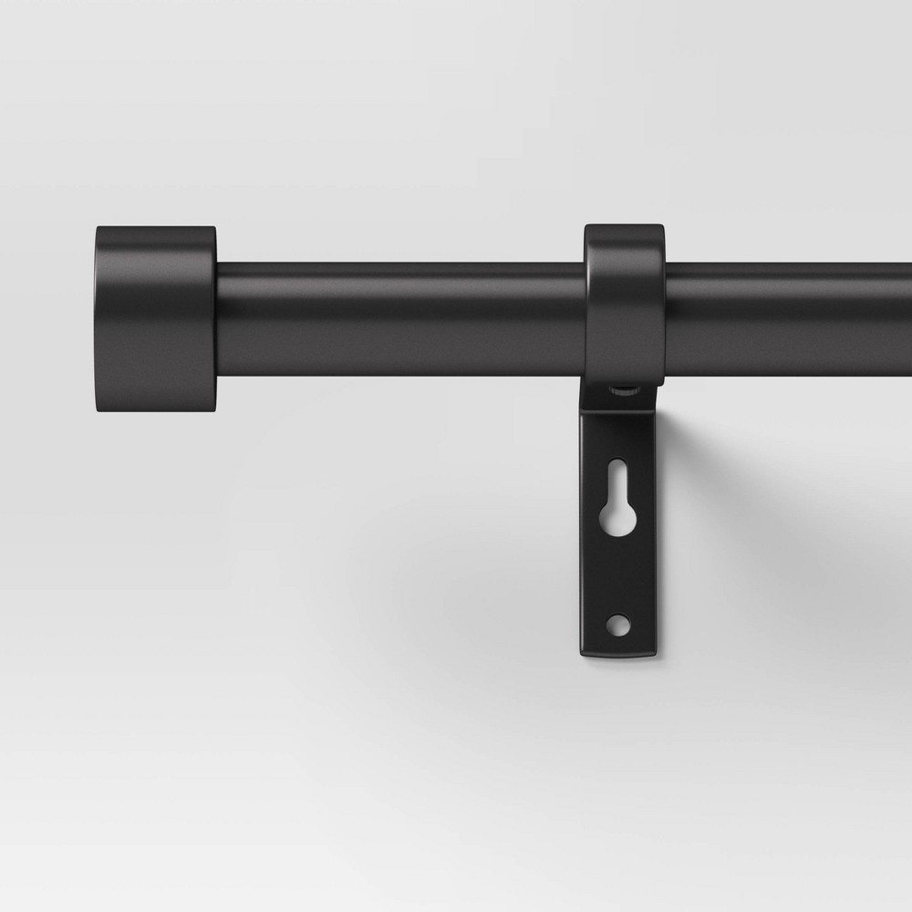 66"-120" Dauntless Curtain Rod Black - Threshold™: Adjustable Steel, Single Rod, Metallic Finish, 20lb Capacity