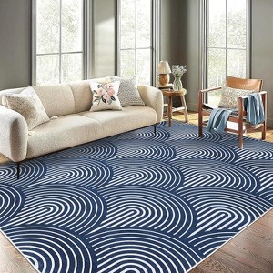 Washable Runner Rug, Modern Geometric Rainbow Carpet, Low Pile Non-Slip Floor Mat for Entryway, Living Room, or Nursery - 1 of 4
