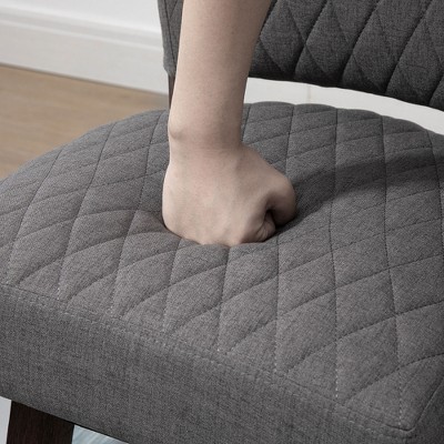 Gray Quilted Swivel Bar Stools with Rubberwood Legs, Set of 2