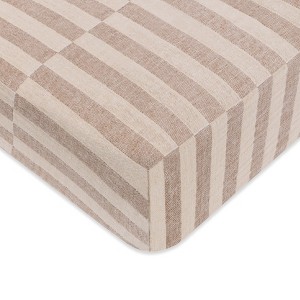 Babyletto Muslin Crib Sheet, GOTS Certified Organic Cotton - Cocoa Stripe - 1 of 4