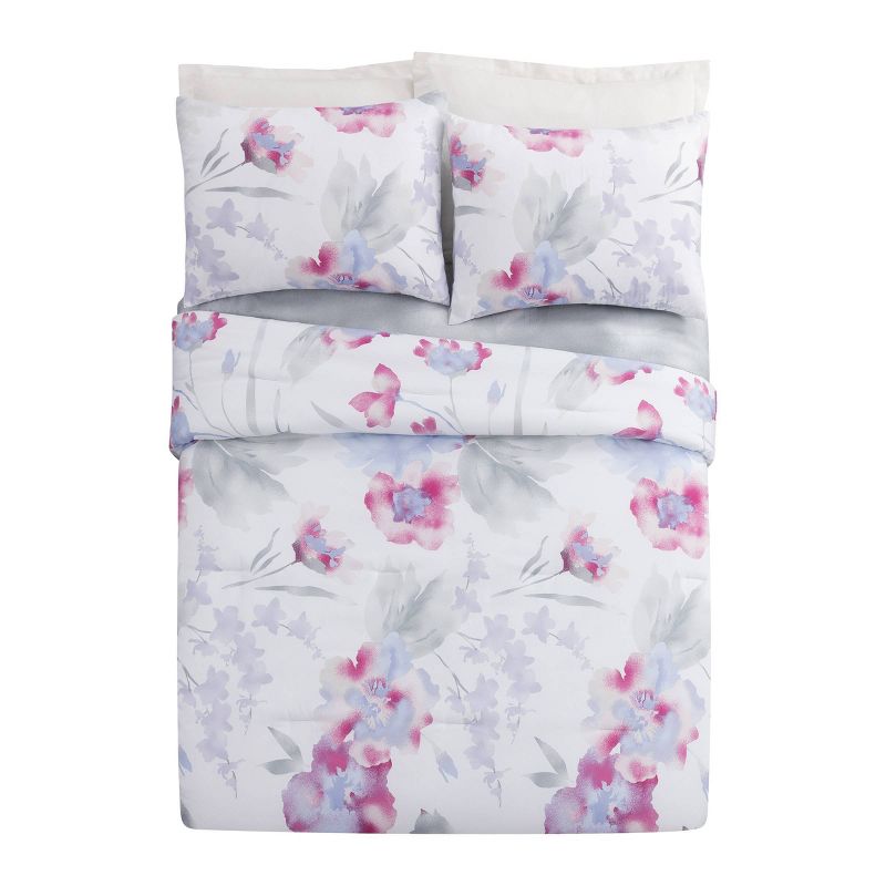 Teen Modern Luxe Floral Comforter Set Pink/Gray/Blue - Makers Collective, 2 of 8