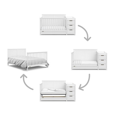 White 5-in-1 Convertible Crib and Changer with Drawer