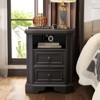 Farmhouse End Table Set of 2 with Charging Station, Wood Rustic End Table, Dark Brown - 3 of 4