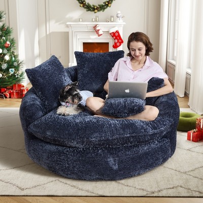 Aukfa 55" Oversized Round Chaise Lounge Chair, Modern Circle/Cloud Sofa Bed, Bean Bag Chair For Living Room