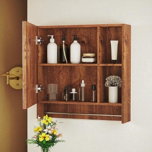 Bathroom Mirror Cabinet Wall Mounted, Over The Toilet Storage with Shelves, Towel Rack, and Medicine Cabinet - 1 of 4