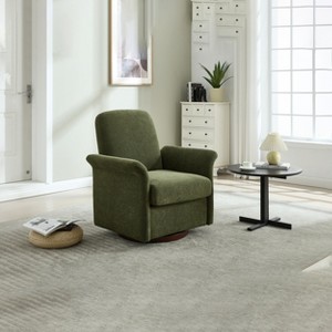 Lyngins Linen Swivel Accent Chairs with Wood Base,Upholstered Swivel Arm Chairs for Living Room,Bedroom - 1 of 4