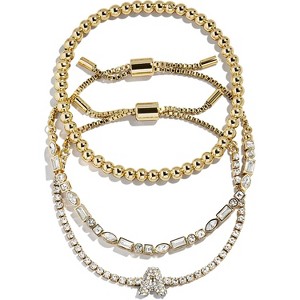 3-Piece Gold Plated Initial Bead Bracelet Set, Personalized Trendy Jewelry Gift for Women - 1 of 4